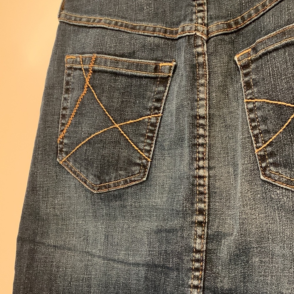 Ariat Denim Goldie High Rise Midi Jean Skirt w/ Slit - Picture 7 of 12